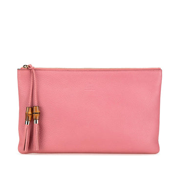 Gucci Calfskin Bamboo Tassel Clutch