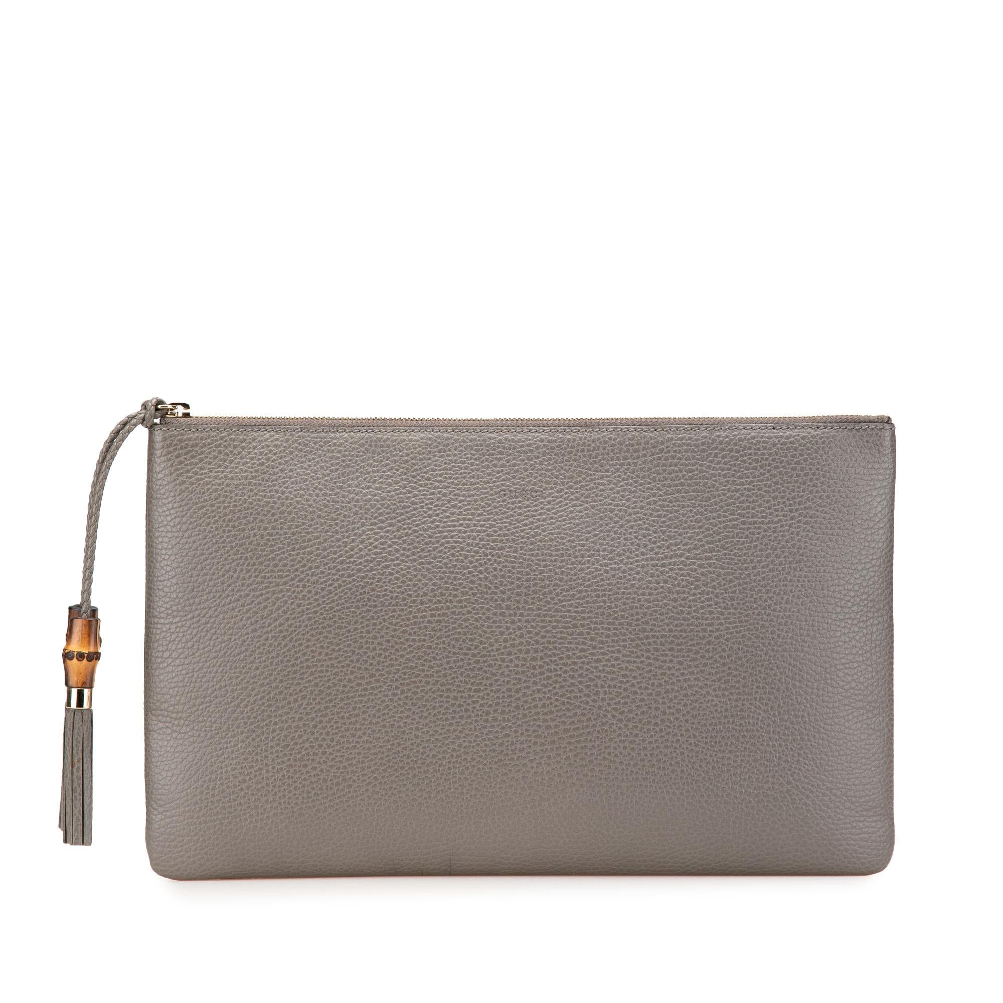 Gucci Calfskin Bamboo Tassel Clutch