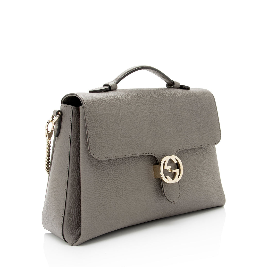 Gucci Calfskin Interlocking G Top Handle Medium Shoulder Bag (SHF-AHOWbQ)