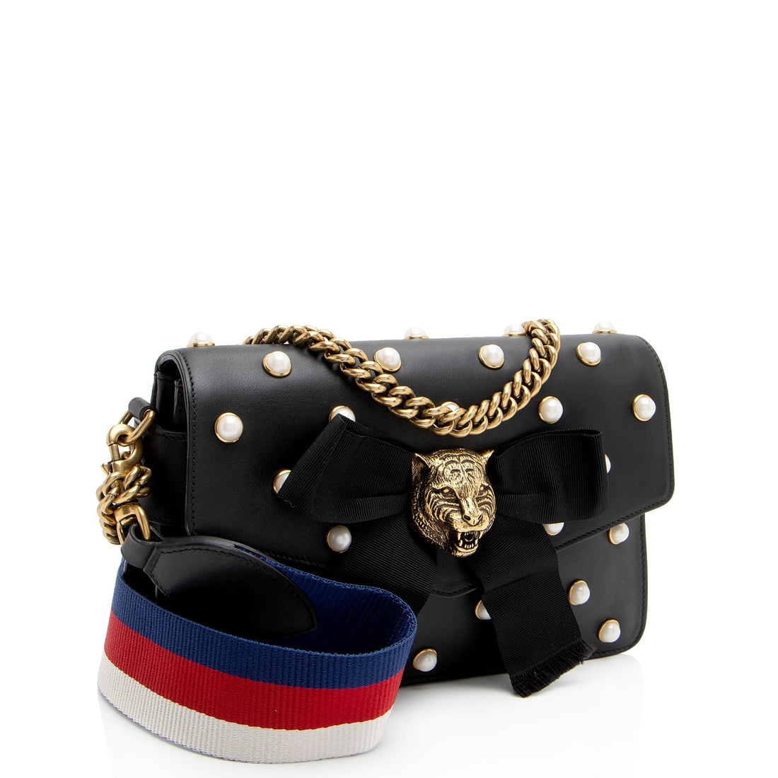 Gucci Calfskin Pearl Tiger Broadway Mini Shoulder Bag