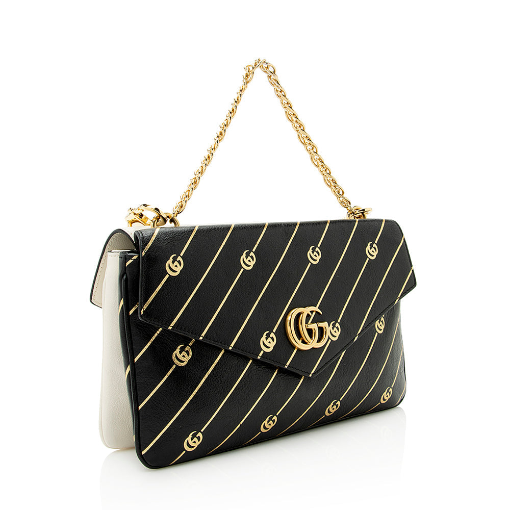Gucci Calfskin Diagonal Stipe Thiara Double Shoulder Bag (SHF-21686)