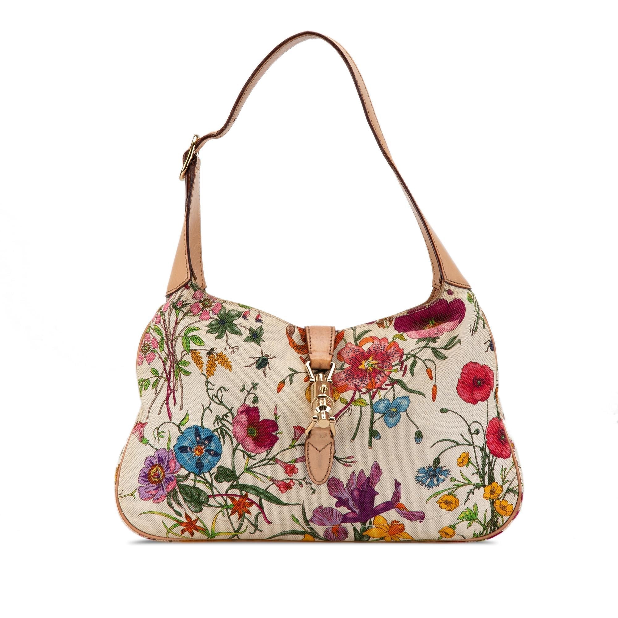 Gucci Flora New Jackie Canvas Shoulder Bag (SHG-3GVtqV)