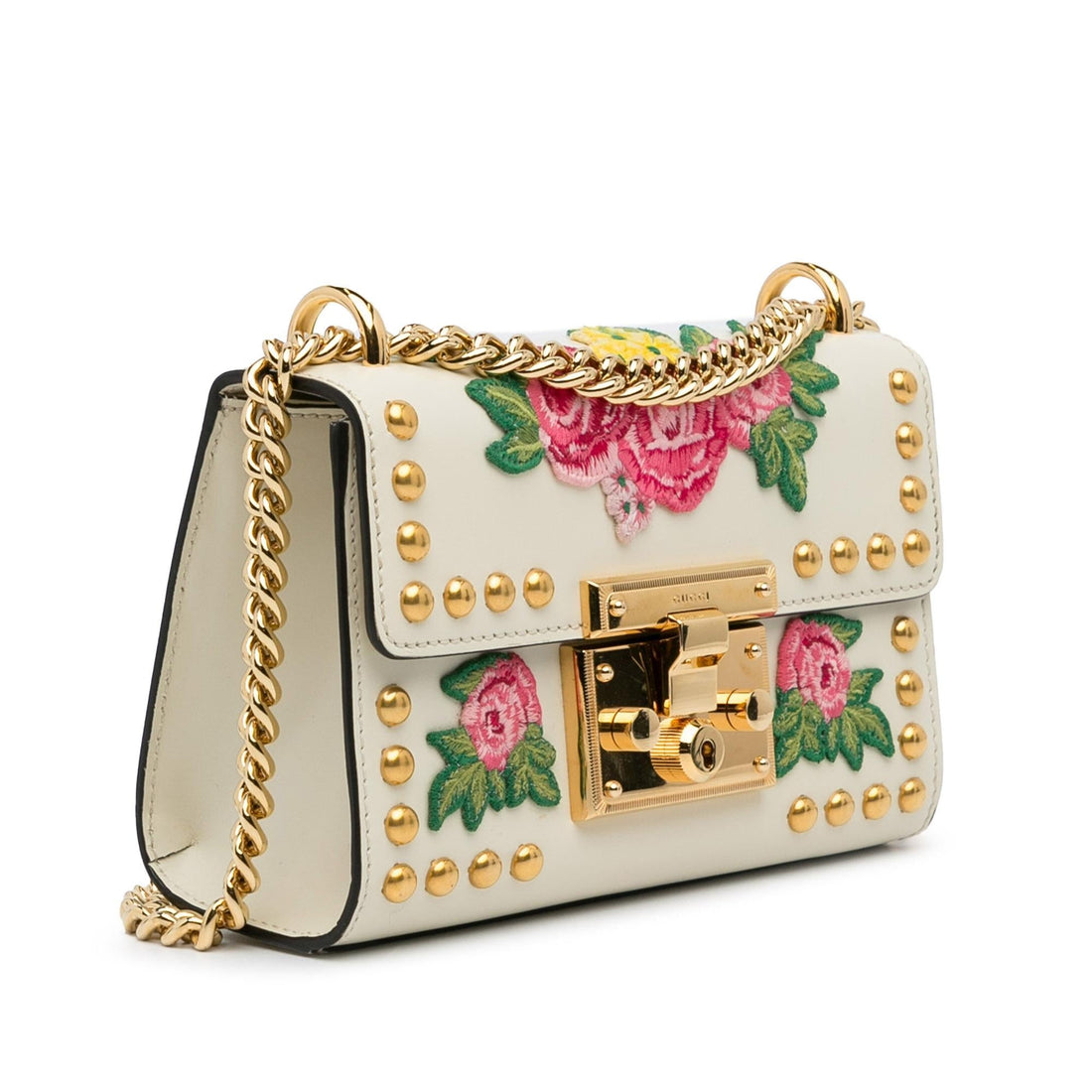 Gucci Floral Studded Padlock Shoulder Bag (SHG-0r94kw)