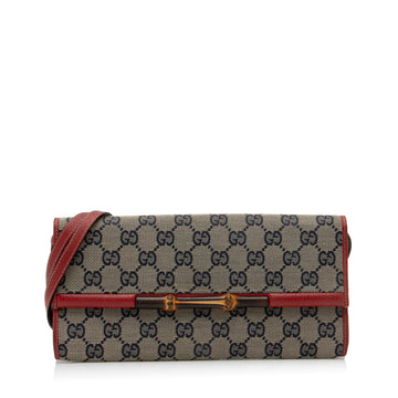 Gucci GG Canvas Bamboo Bar Clutch (SHF-23324)