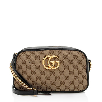 Gucci GG Canvas GG Marmont Small Shoulder Bag (SHF-6MAduD)