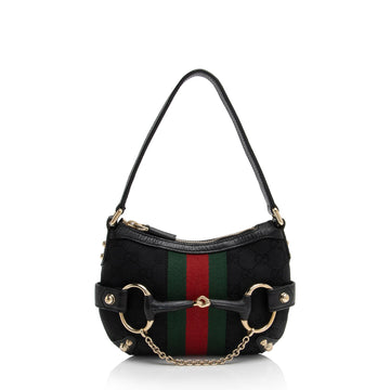 Gucci GG Canvas Horsebit Small Shoulder Bag (SHF-o36FPX)