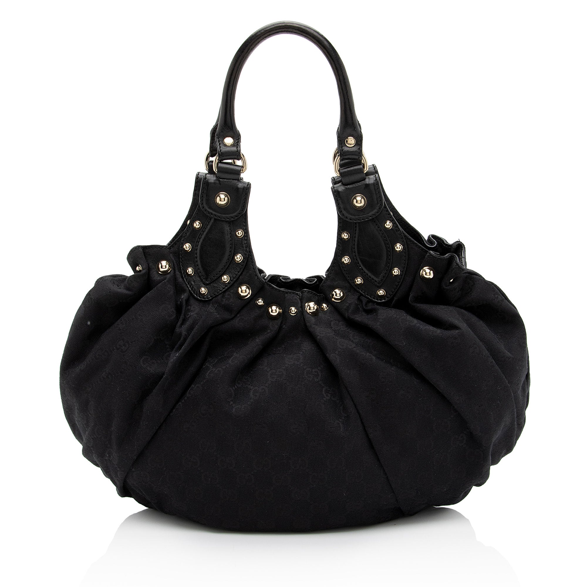 Gucci GG Canvas Studded Pelham Small Shoulder Bag (SHF-0I65Ea)