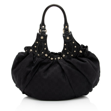 Gucci GG Canvas Studded Pelham Small Shoulder Bag (SHF-0I65Ea)