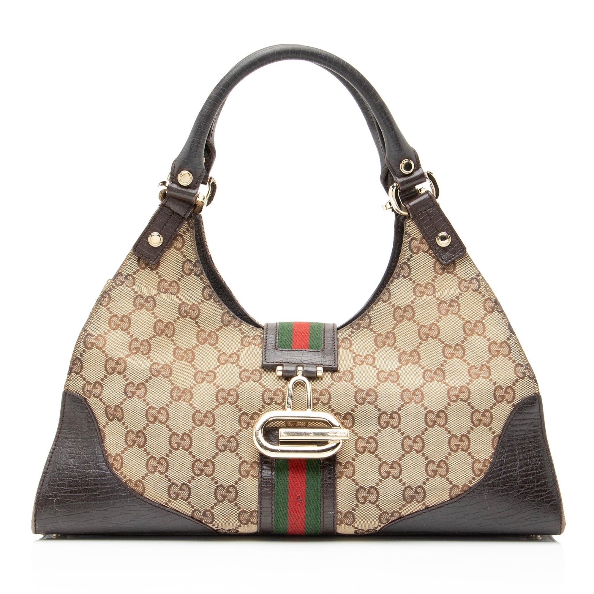 Gucci GG Canvas Web Junco Large Shoulder Bag (SHF-23497)