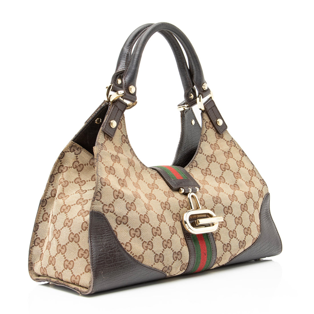 Gucci GG Canvas Web Junco Large Shoulder Bag (SHF-23497)