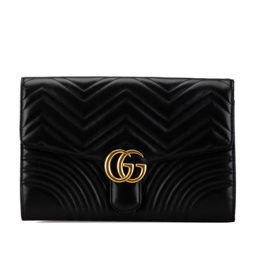 Gucci GG Marmont Matelasse Flap Leather Clutch (SHG-WIIc7g)