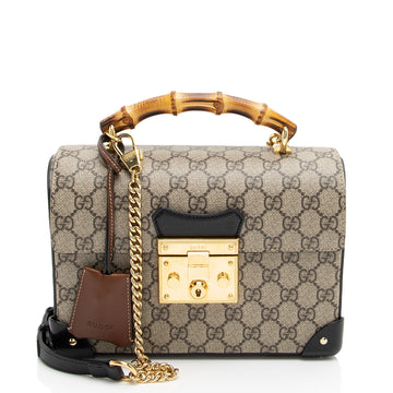 Gucci GG Supreme Bamboo Padlock Top Handle Shoulder Bag (SHF-Kwo5hy)