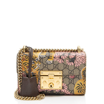Gucci GG Supreme Bengal Tiger Padlock Small Shoulder Bag (SHF-E2ulxN)