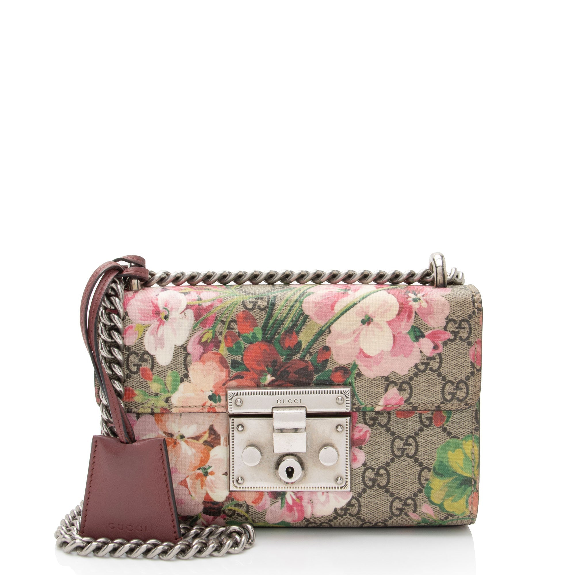 Gucci GG Supreme Blooms Padlock Small Shoulder Bag (SHF-6zv2gD)