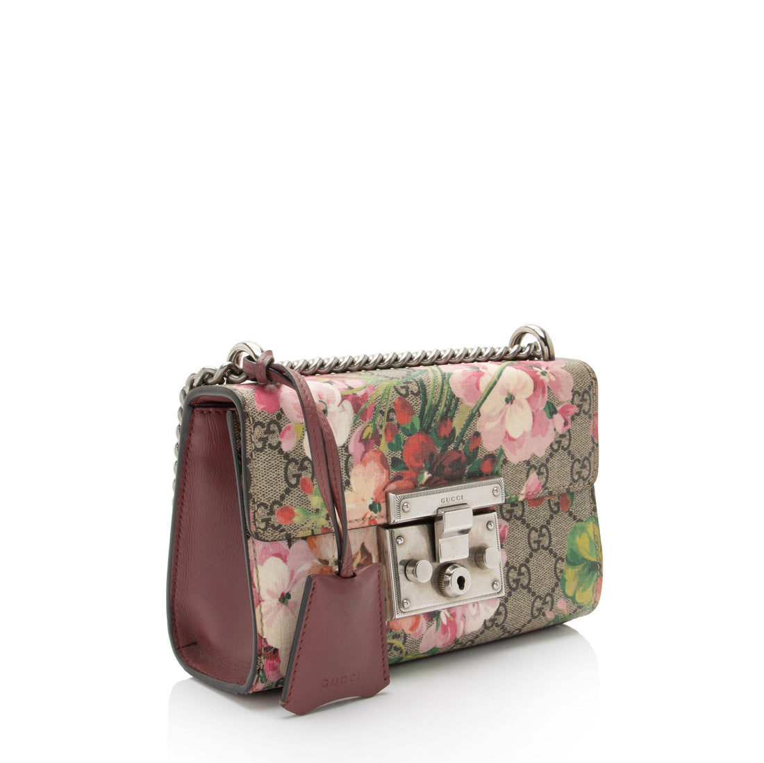 Gucci GG Supreme Blooms Padlock Small Shoulder Bag (SHF-6zv2gD)