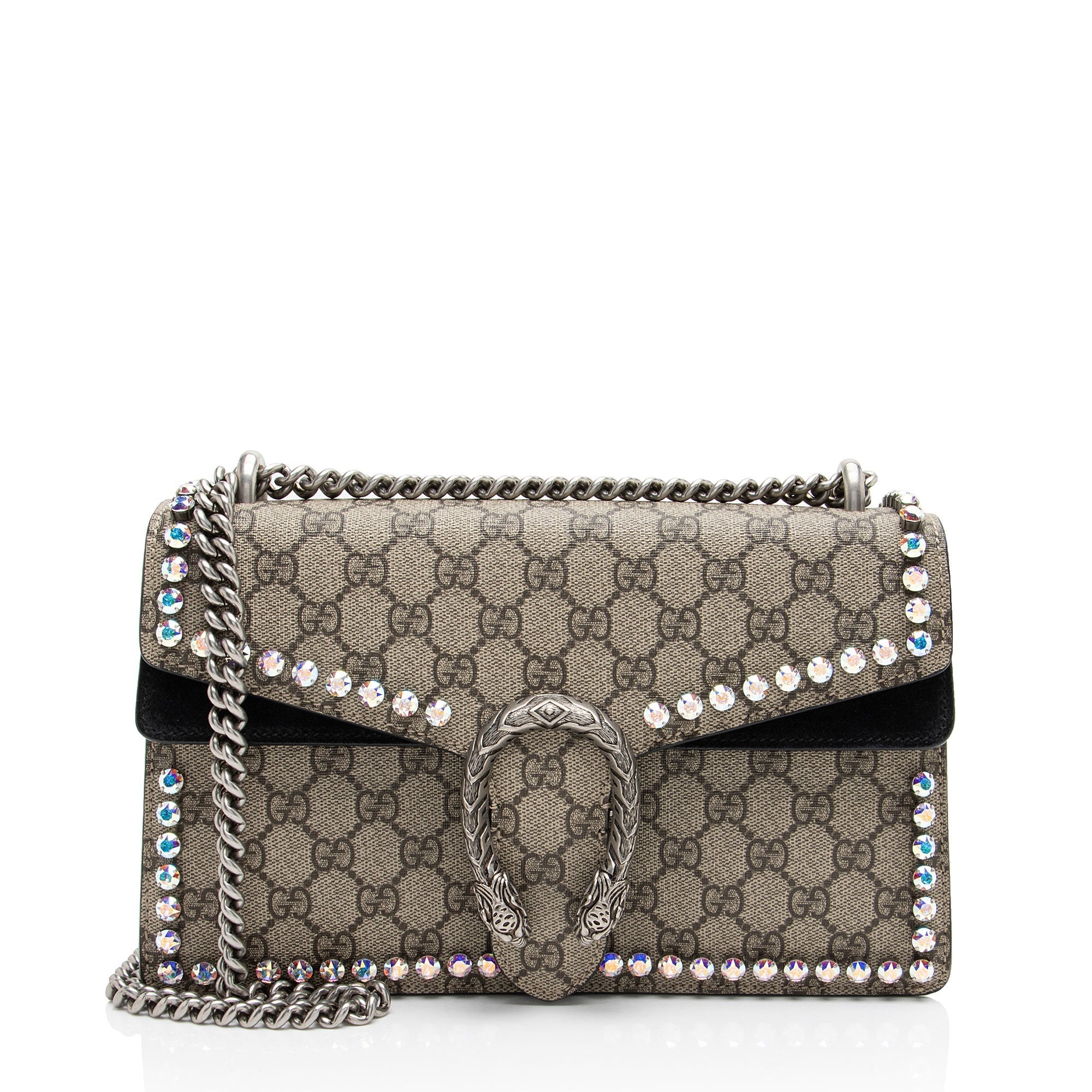 Gucci GG Supreme Crystal Studded Dionysus Small Shoulder Bag