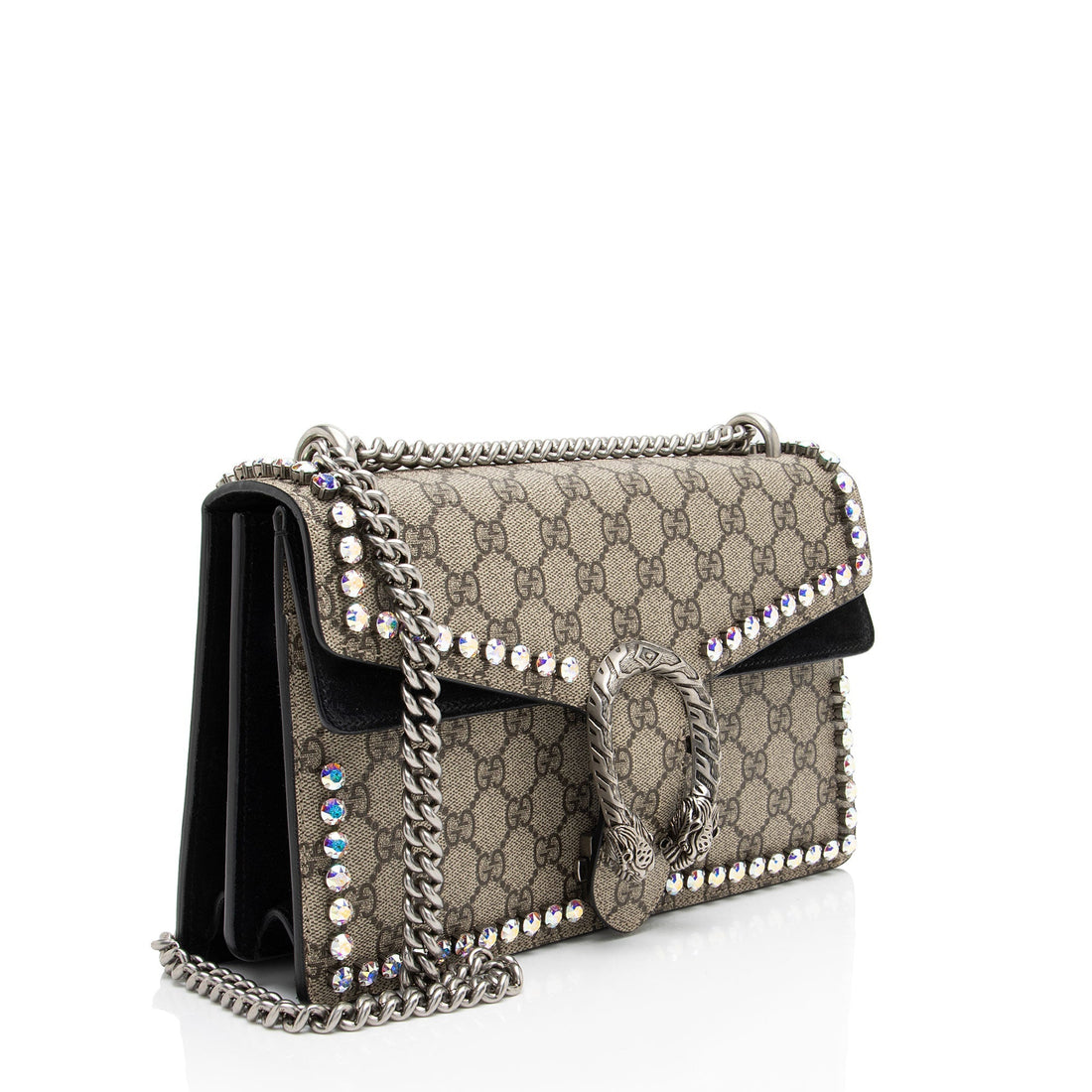 Gucci GG Supreme Crystal Studded Dionysus Small Shoulder Bag