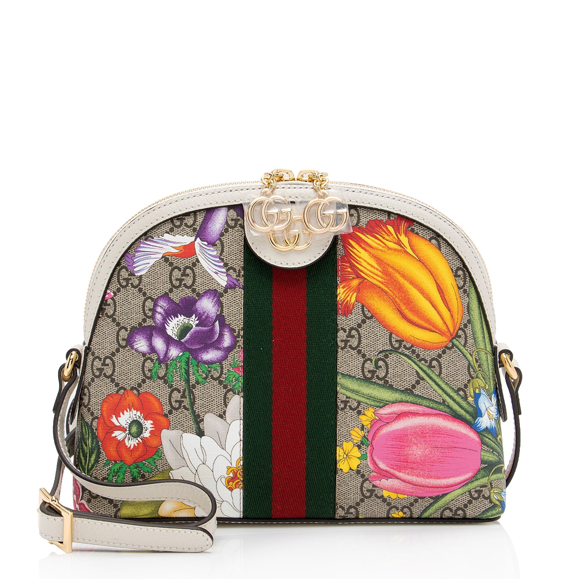 Gucci GG Supreme Flora Ophidia Dome Small Shoulder Bag (SHF-TpkXKT)