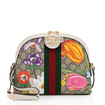 Gucci GG Supreme Flora Ophidia Dome Small Shoulder Bag (SHF-TpkXKT)