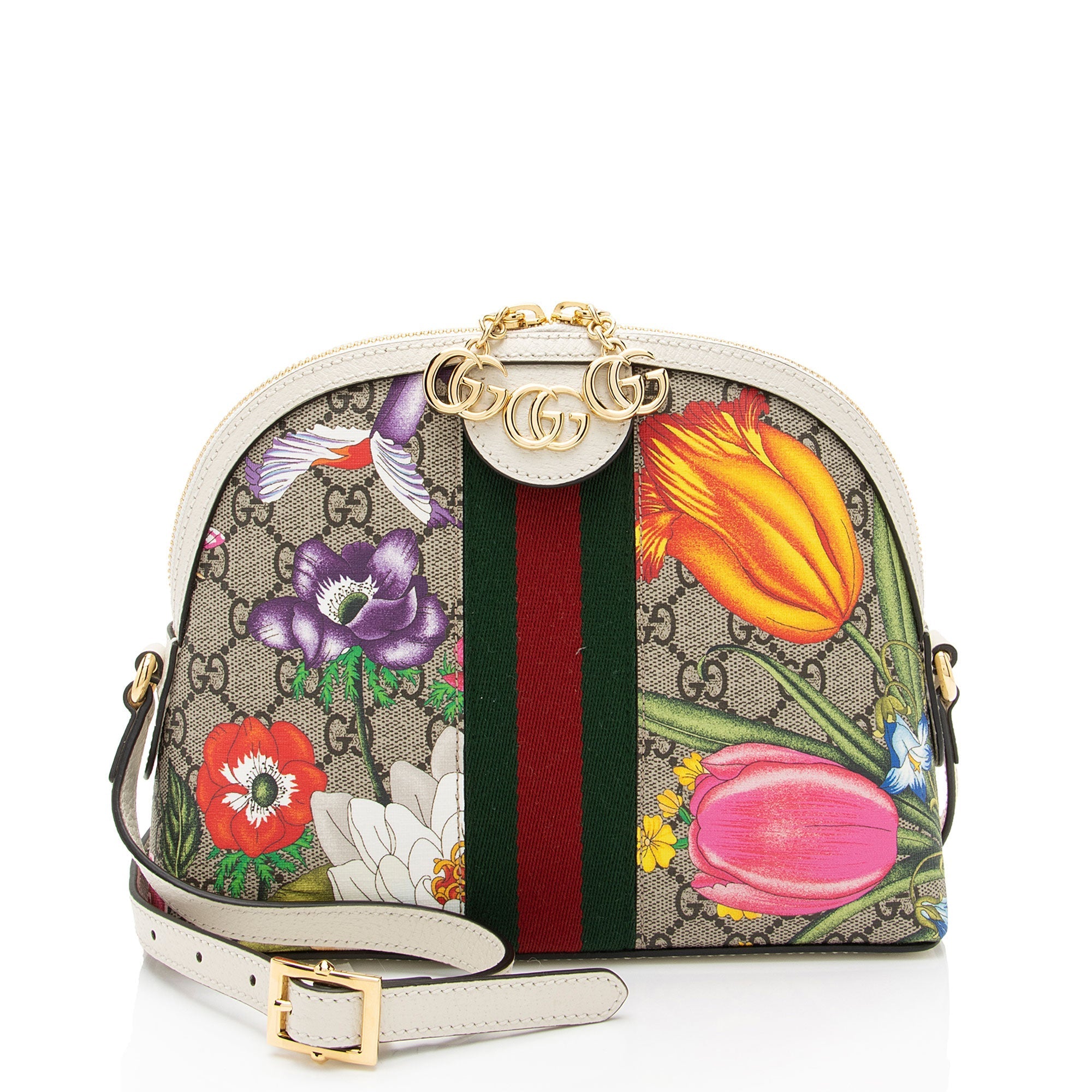 Gucci GG Supreme Flora Ophidia Dome Small Shoulder Bag (SHF-IgI7i4)