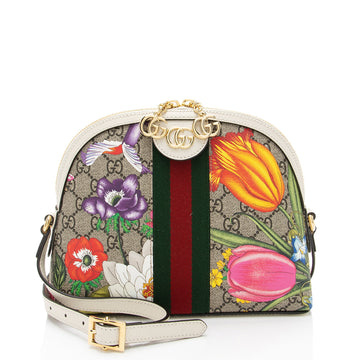Gucci GG Supreme Flora Ophidia Dome Small Shoulder Bag (SHF-IgI7i4)