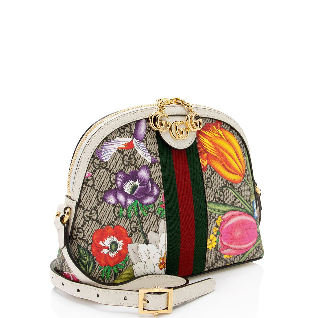 Gucci GG Supreme Flora Ophidia Dome Small Shoulder Bag (SHF-y1K6pl)