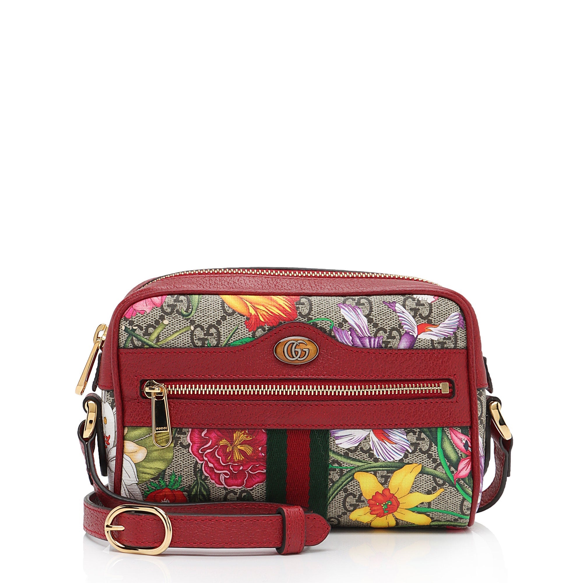 Gucci GG Supreme Flora Ophidia Mini Shoulder Bag (SHF-nnkZFw)