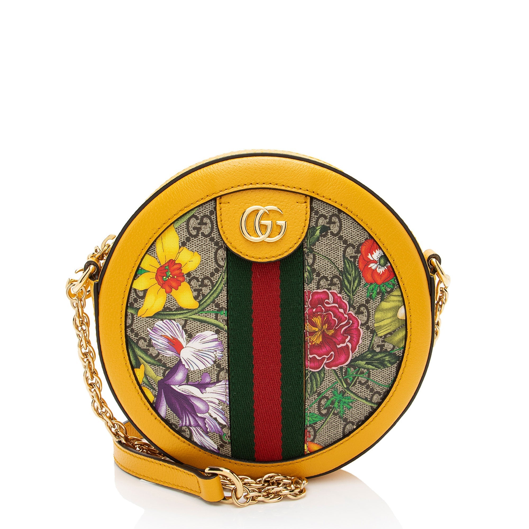 Gucci GG Supreme Flora Ophidia Round Mini Shoulder Bag