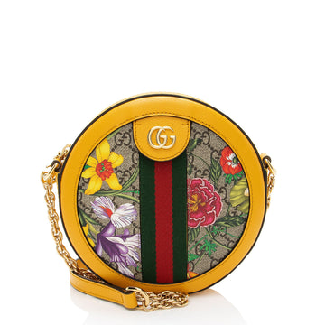 Gucci GG Supreme Flora Ophidia Round Mini Shoulder Bag