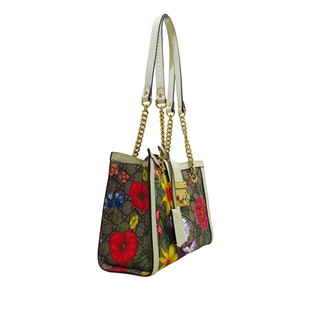 Gucci GG Supreme Flora Padlock Shoulder Bag (SHG-9mmWKN)
