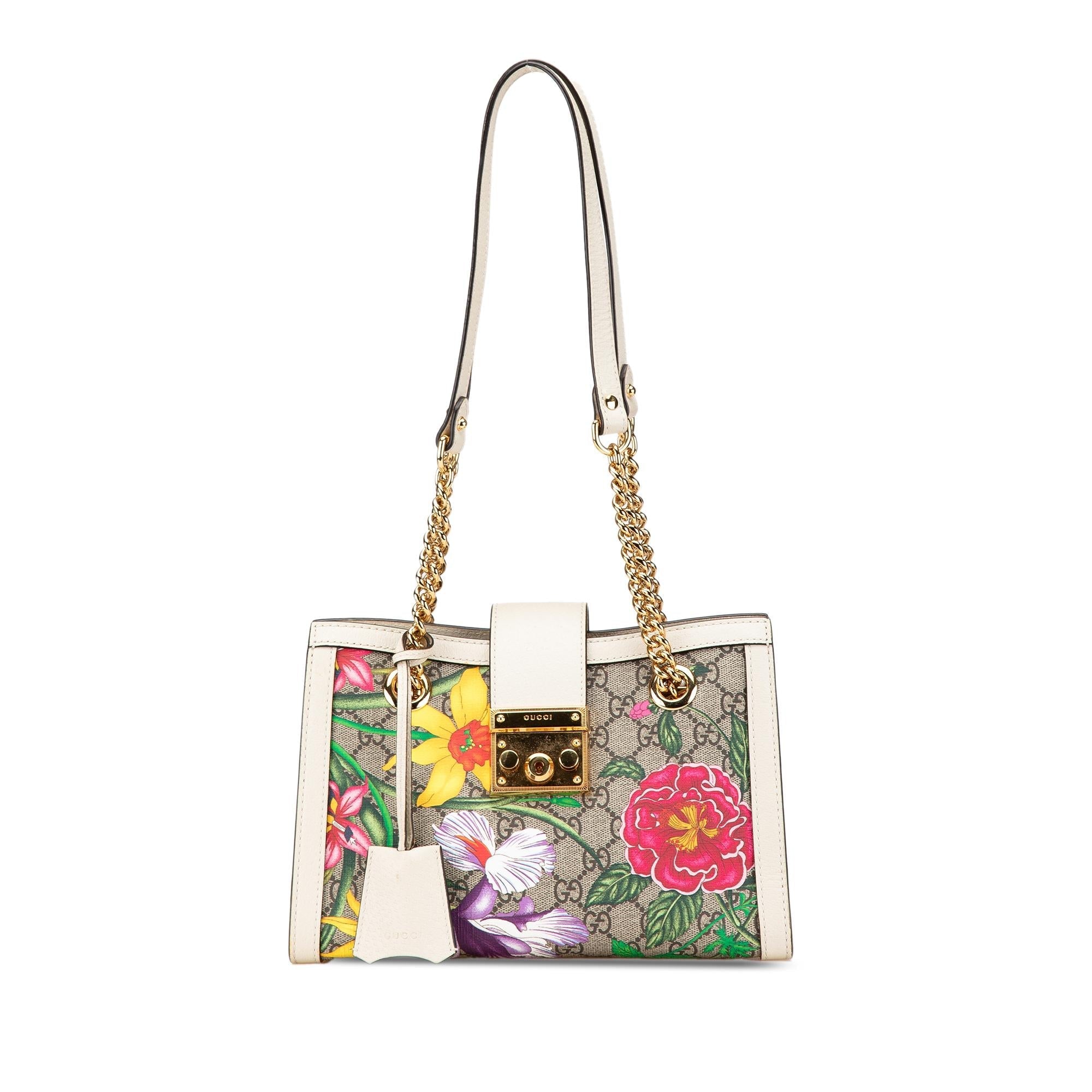 Gucci GG Supreme Flora Padlock Shoulder Bag