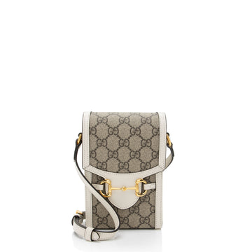 Gucci GG Supreme Horsebit 1955 Vertical Mini Shoulder Bag (SHF-eO3rqs)