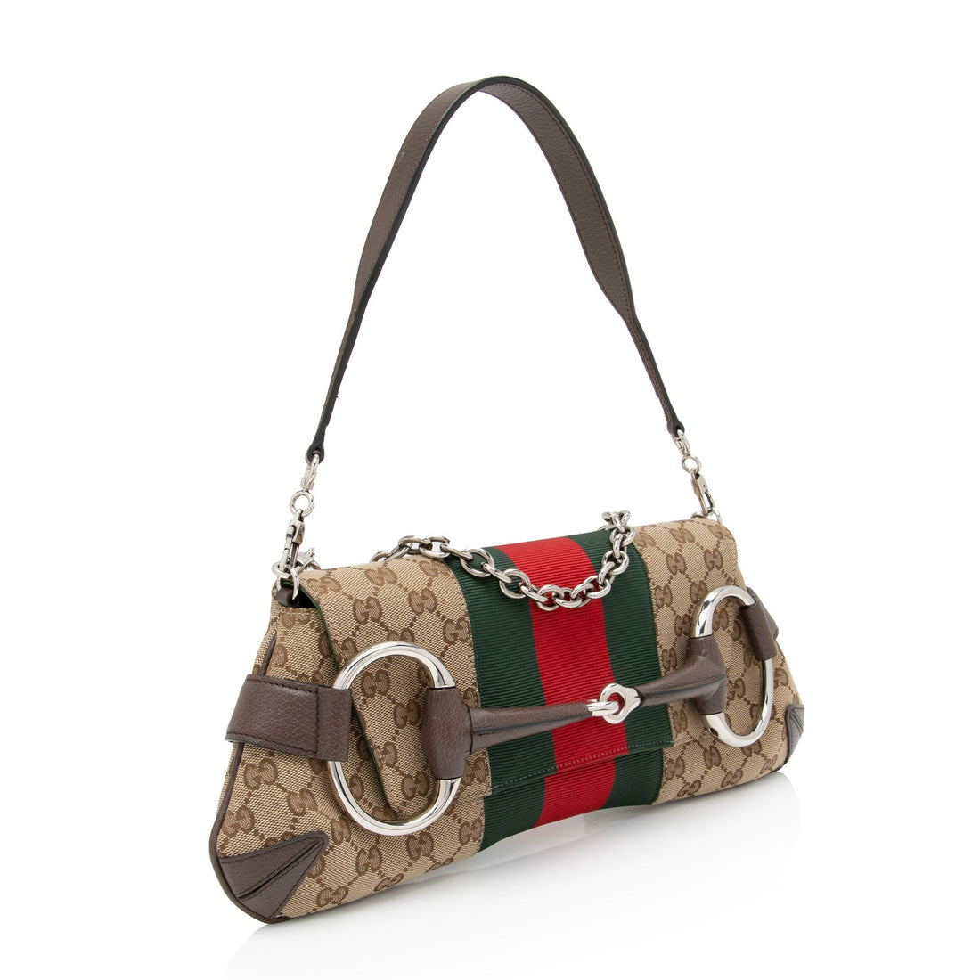 Gucci GG Supreme Horsebit Web Chain Shoulder Bag (SHF-lQWg6i)