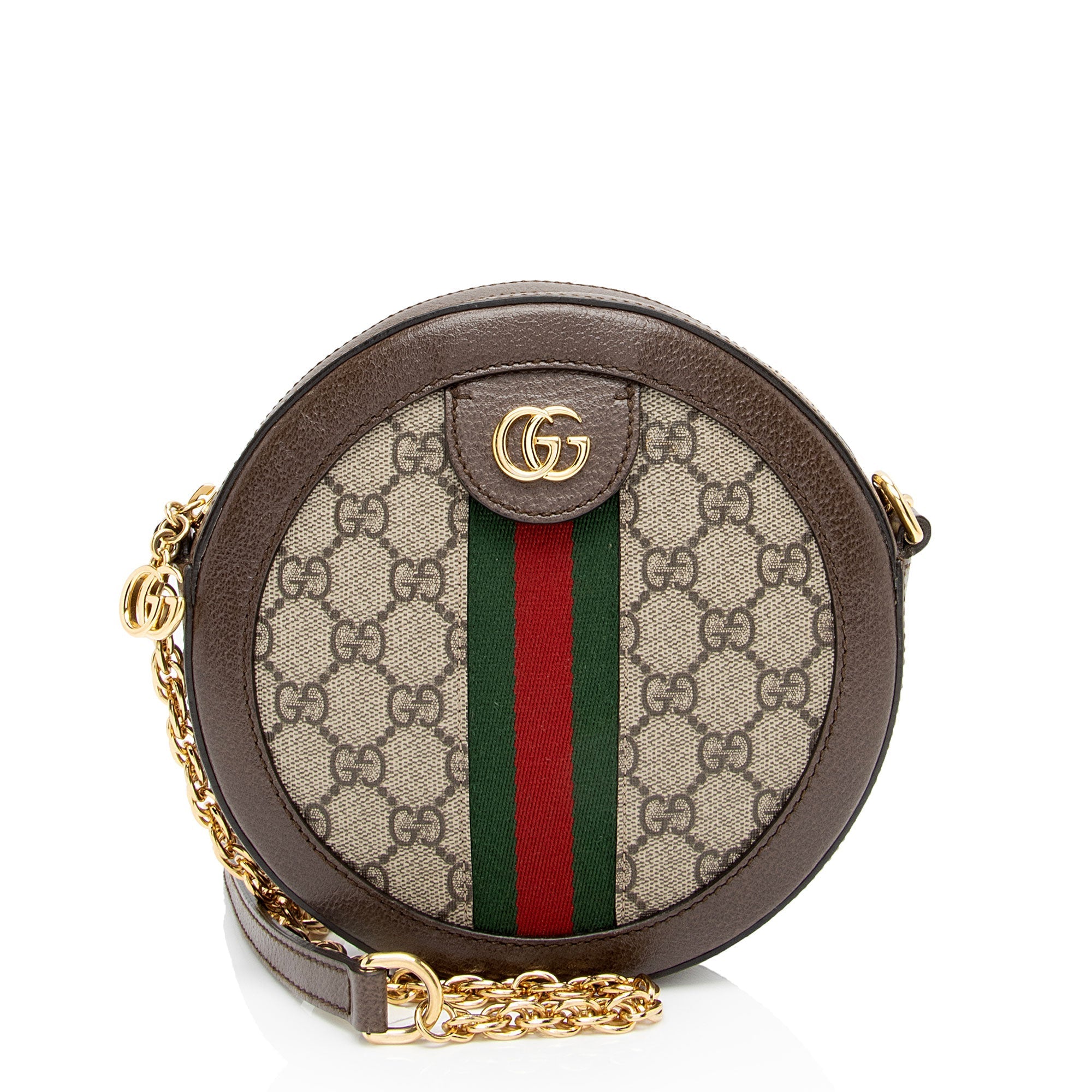 Gucci GG Supreme Ophidia Round Mini Shoulder Bag (SHF-WZsBel)