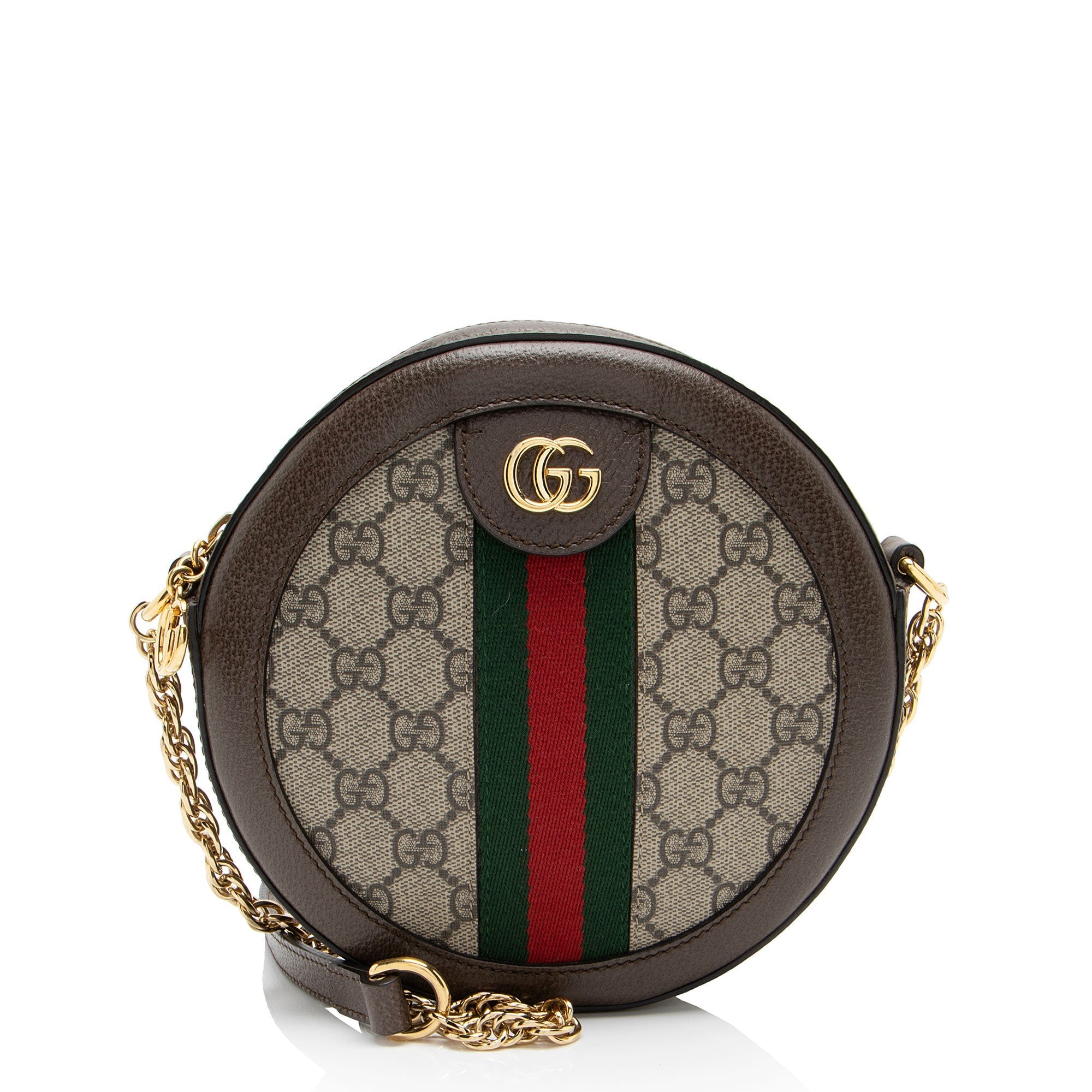 Gucci GG Supreme Ophidia Round Mini Shoulder Bag (SHF-F3cSgu)