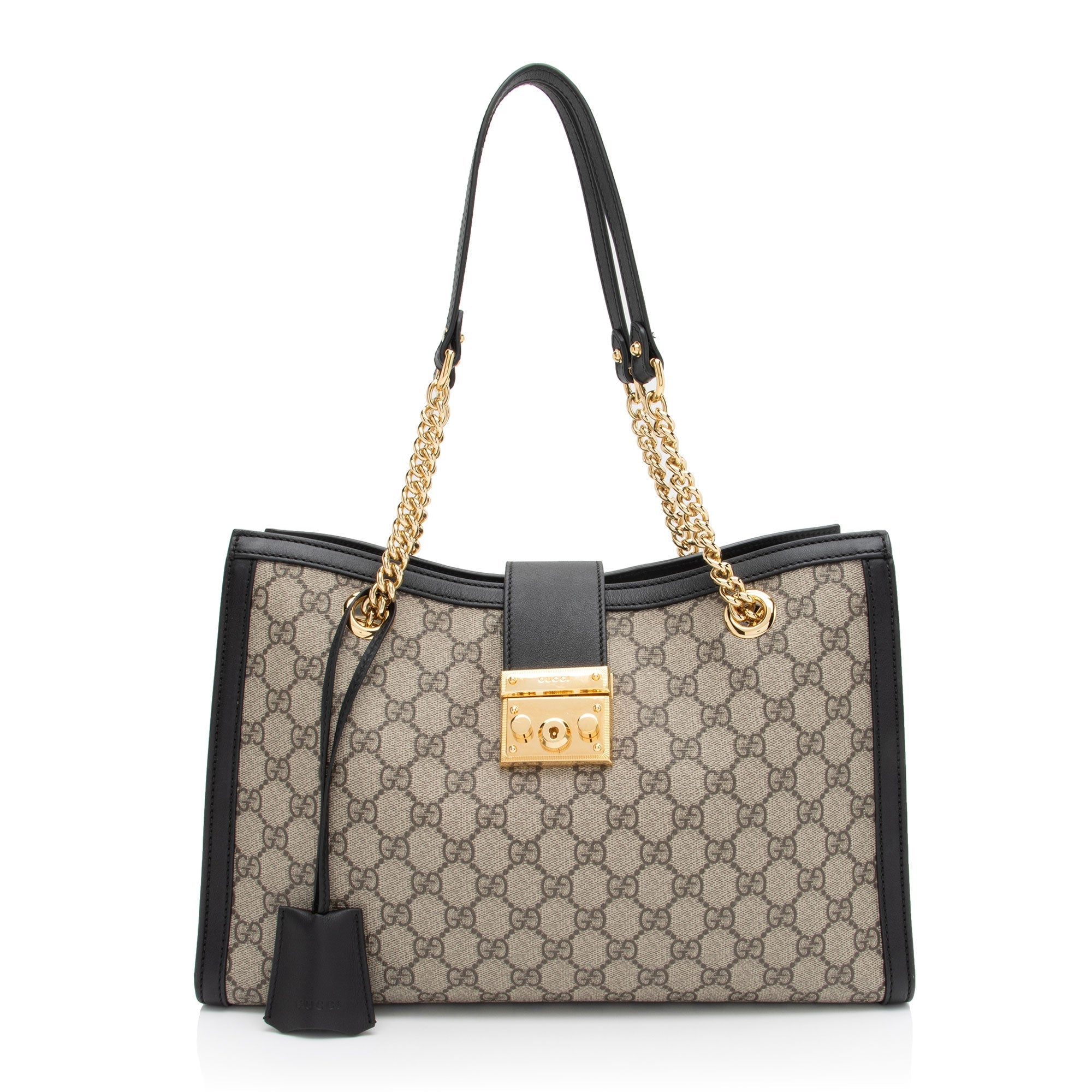 Gucci GG Supreme Padlock Chain Medium Shoulder Bag (SHF-HpZzJo)