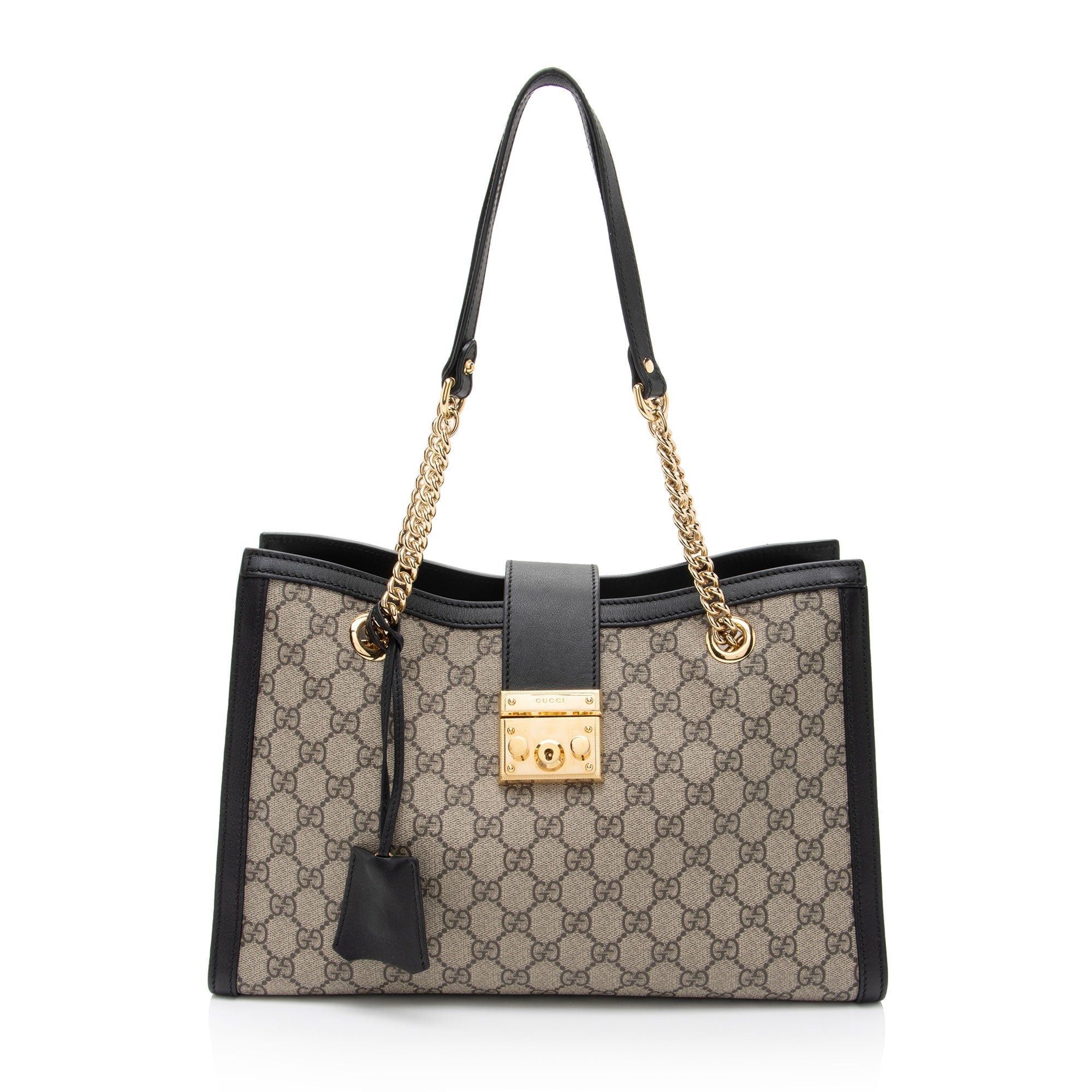 Gucci GG Supreme Padlock Chain Medium Shoulder Bag (SHF-cqPKOC)