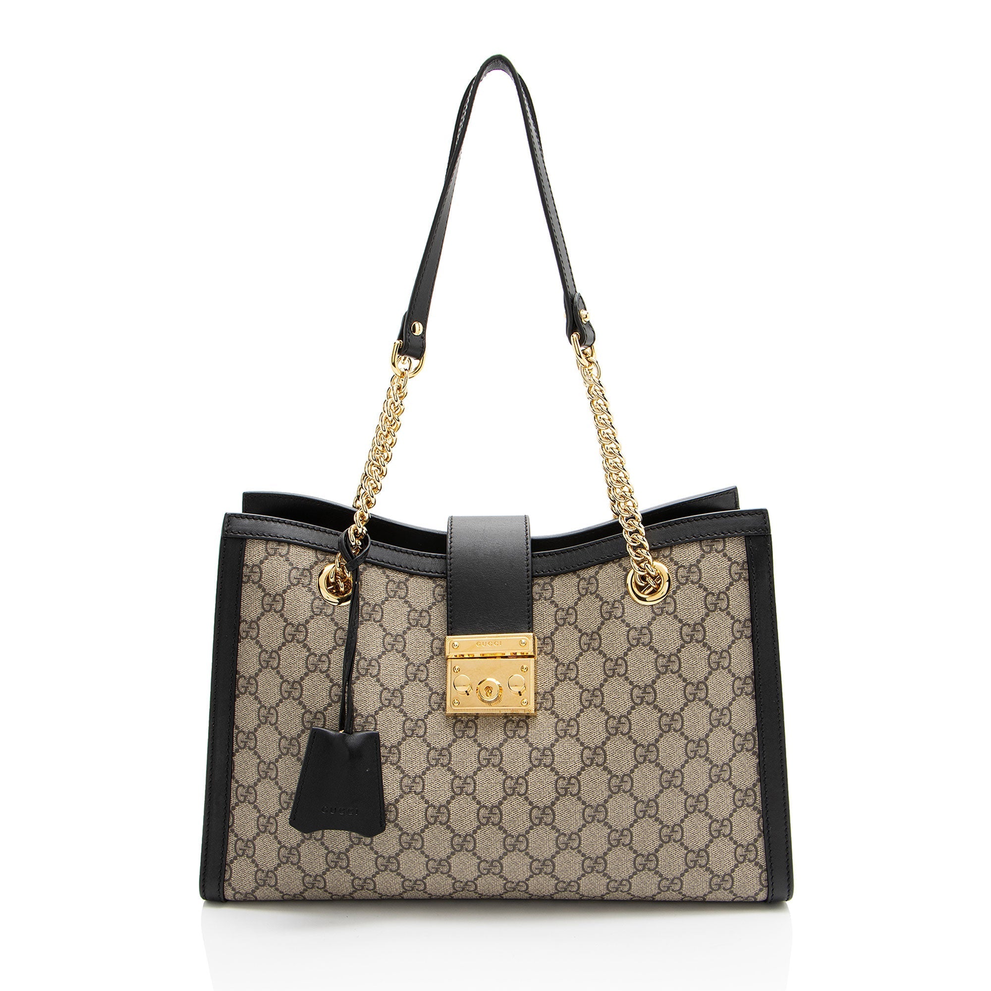 Gucci GG Supreme Padlock Chain Medium Shoulder Bag (SHF-q4e2Rg)