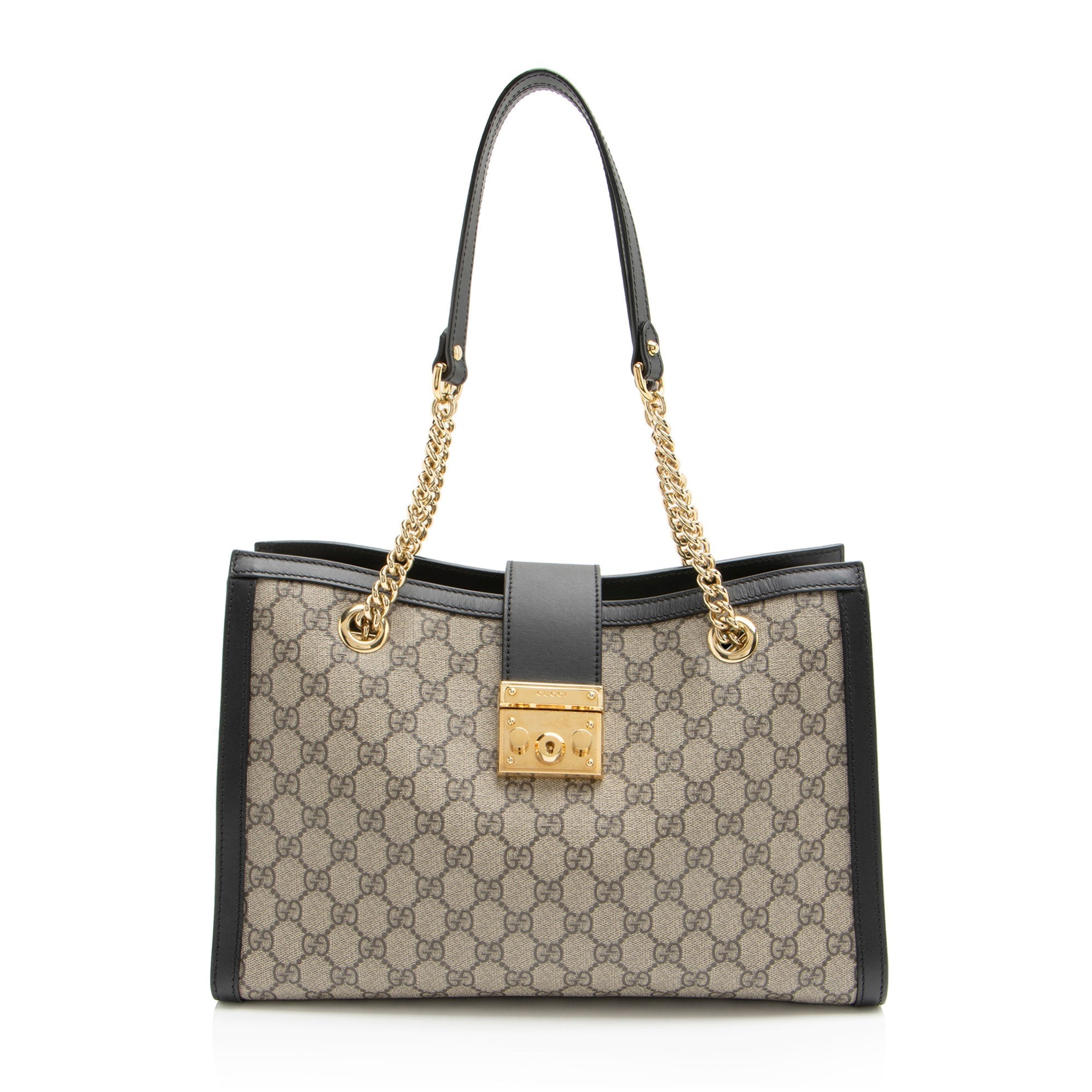 Gucci GG Supreme Padlock Chain Medium Shoulder Bag (SHF-aTdUTN)