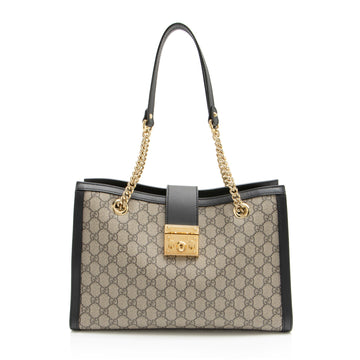 Gucci GG Supreme Padlock Chain Medium Shoulder Bag (SHF-aTdUTN)