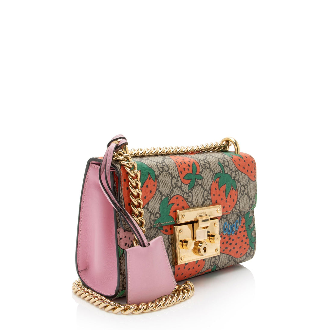 Gucci GG Supreme Strawberry Padlock Small Shoulder Bag (SHF-KHb3br)