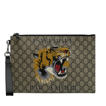 Gucci GG Supreme Tiger Clutch
