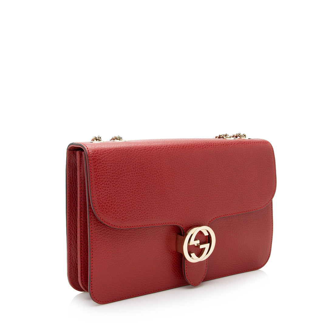 Gucci Grained Calfskin Interlocking G Medium Shoulder Bag (SHF-22410)