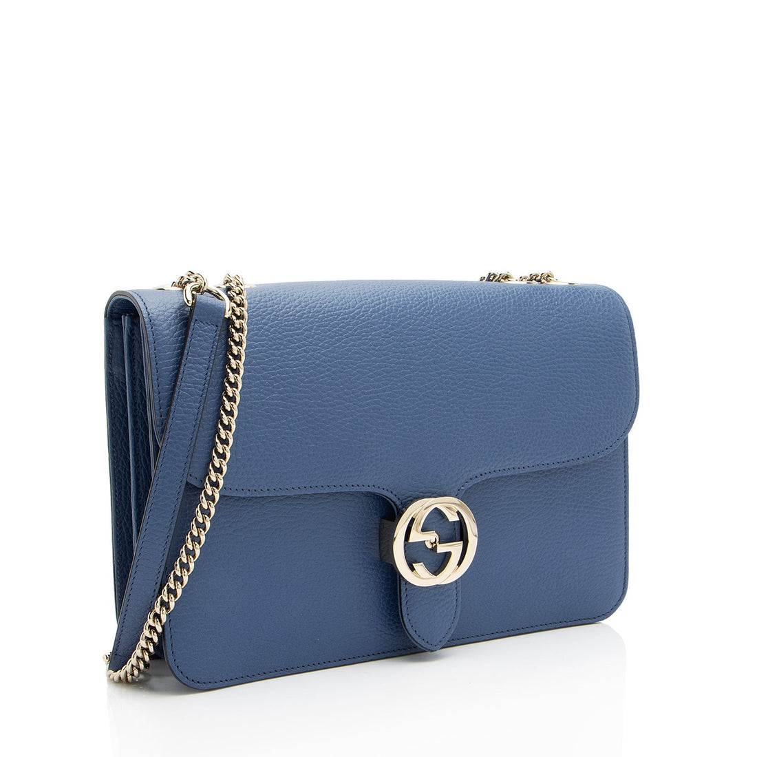 Gucci Grained Calfskin Interlocking G Medium Shoulder Bag (SHF-EgvU23)