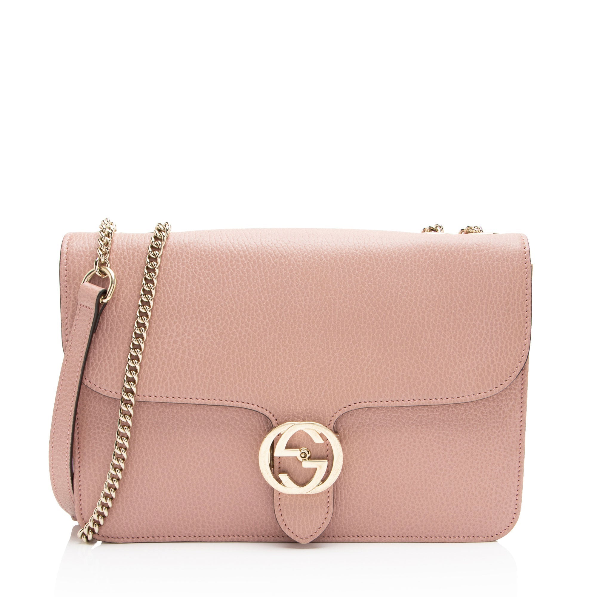 Gucci Grained Calfskin Interlocking G Medium Shoulder Bag