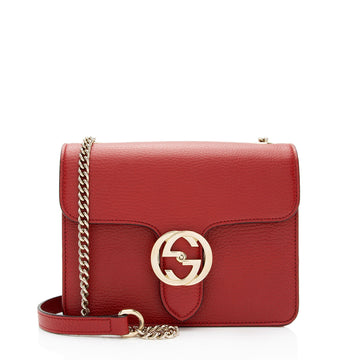 Gucci Grained Calfskin Interlocking G Small Shoulder Bag (SHF-0utu9Q)