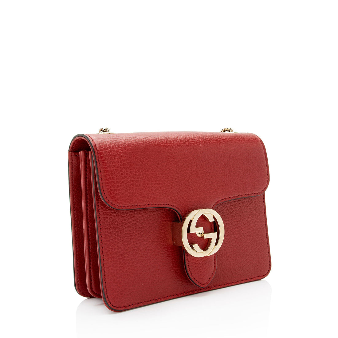 Gucci Grained Calfskin Interlocking G Small Shoulder Bag (SHF-0utu9Q)