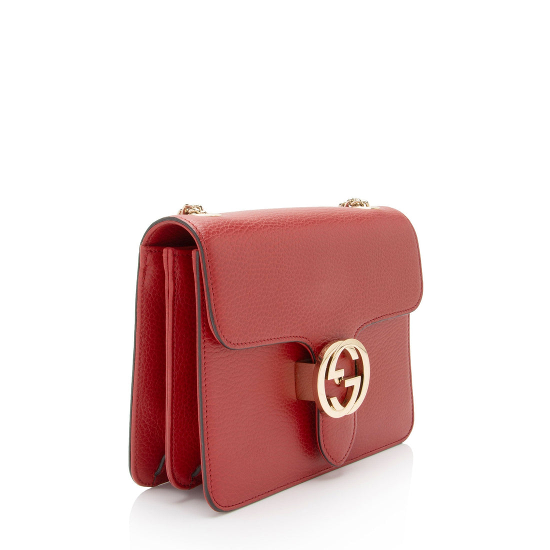 Gucci Grained Calfskin Interlocking G Small Shoulder Bag (SHF-8gS5ns)