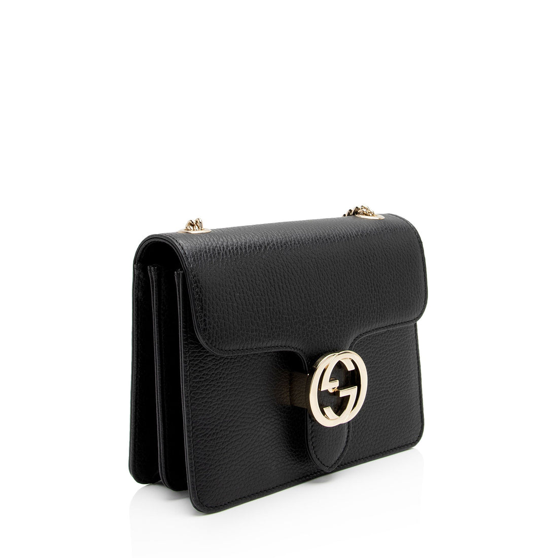 Gucci Grained Calfskin Interlocking G Small Shoulder Bag (SHF-1AVxLZ)