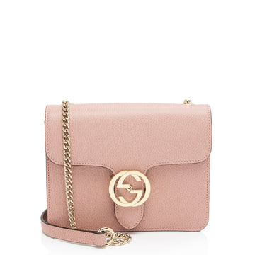 Gucci Grained Calfskin Interlocking G Small Shoulder Bag (SHF-BPuIFX)